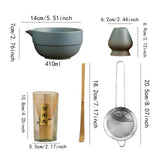 Maxbell Matcha Set Sturdy Japanese Tea Making Tools Sifter Bamboo Spoon Complete Kit Blue