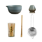 Maxbell Matcha Set Sturdy Japanese Tea Making Tools Sifter Bamboo Spoon Complete Kit Blue