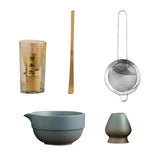 Maxbell Matcha Set Sturdy Japanese Tea Making Tools Sifter Bamboo Spoon Complete Kit Blue