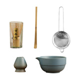 Maxbell Matcha Set Sturdy Japanese Tea Making Tools Sifter Bamboo Spoon Complete Kit Blue