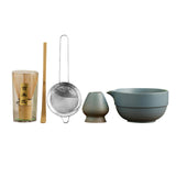 Maxbell Matcha Set Sturdy Japanese Tea Making Tools Sifter Bamboo Spoon Complete Kit Blue