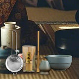 Maxbell Matcha Set Sturdy Japanese Tea Making Tools Sifter Bamboo Spoon Complete Kit Blue