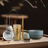 Maxbell Matcha Set Sturdy Japanese Tea Making Tools Sifter Bamboo Spoon Complete Kit Blue