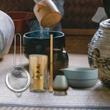 Maxbell Matcha Set Sturdy Japanese Tea Making Tools Sifter Bamboo Spoon Complete Kit Blue