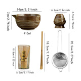 Maxbell Matcha Set Sturdy Japanese Tea Making Tools Sifter Bamboo Spoon Complete Kit Green
