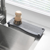Maxbell Water Absorbent Pad Sponge Holder Rack Mat Nonslip Organizer Sink Drying Mat Gray