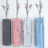 Maxbell Wood Wall Planter for Indoor Plants Artificial Flower Plants Wooden Vase Pink