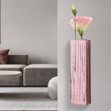 Maxbell Wood Wall Planter for Indoor Plants Artificial Flower Plants Wooden Vase Pink