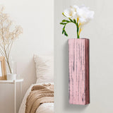Maxbell Wood Wall Planter for Indoor Plants Artificial Flower Plants Wooden Vase Pink