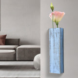 Maxbell Wood Wall Planter for Indoor Plants Artificial Flower Plants Wooden Vase Blue