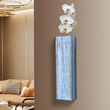 Maxbell Wood Wall Planter for Indoor Plants Artificial Flower Plants Wooden Vase Blue