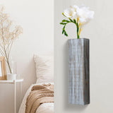 Maxbell Wood Wall Planter for Indoor Plants Artificial Flower Plants Wooden Vase Grey