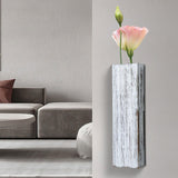 Maxbell Wood Wall Planter for Indoor Plants Artificial Flower Plants Wooden Vase White