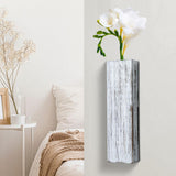 Maxbell Wood Wall Planter for Indoor Plants Artificial Flower Plants Wooden Vase White