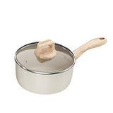 Maxbell Milk Pan Anti Scale Handle Cookware Infant Breakfast Pot for Apartment Kitchen 16cm With Glass Lid