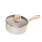 Maxbell Milk Pan Anti Scale Handle Cookware Infant Breakfast Pot for Apartment Kitchen 16cm With Glass Lid