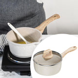 Maxbell Milk Pan Anti Scale Handle Cookware Infant Breakfast Pot for Apartment Kitchen 16cm With Glass Lid