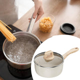 Maxbell Milk Pan Anti Scale Handle Cookware Infant Breakfast Pot for Apartment Kitchen 16cm With Glass Lid