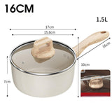 Maxbell Milk Pan Anti Scale Handle Cookware Infant Breakfast Pot for Apartment Kitchen 16cm With Glass Lid