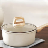 Maxbell Milk Pan Anti Scale Handle Cookware Infant Breakfast Pot for Apartment Kitchen 18cm With Glass Lid