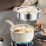 Maxbell Milk Pan Anti Scale Handle Cookware Infant Breakfast Pot for Apartment Kitchen 18cm With Glass Lid