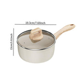 Maxbell Milk Pan Anti Scale Handle Cookware Infant Breakfast Pot for Apartment Kitchen 18cm With Glass Lid