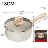 Maxbell Milk Pan Anti Scale Handle Cookware Infant Breakfast Pot for Apartment Kitchen 18cm With Glass Lid