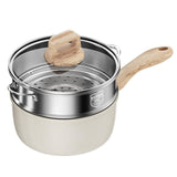 Maxbell Milk Pan Anti Scale Handle Cookware Infant Breakfast Pot for Apartment Kitchen 18cm With Steamer