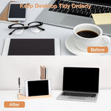 Maxbell Desktop Bookshelf Organizer Decorative with Cup Holder for Study Office Desk