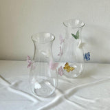 Maxbell 3D Butterfly Vase Jar Handcraft Home Decor Bottle for Gift Party Living Room Pink and White