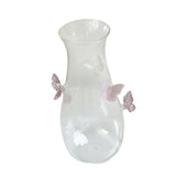 Maxbell 3D Butterfly Vase Jar Handcraft Home Decor Bottle for Gift Party Living Room Pink and White