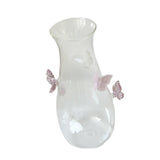 Maxbell 3D Butterfly Vase Jar Handcraft Home Decor Bottle for Gift Party Living Room Pink and White