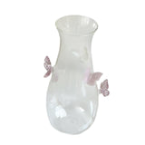 Maxbell 3D Butterfly Vase Jar Handcraft Home Decor Bottle for Gift Party Living Room Pink and White