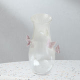 Maxbell 3D Butterfly Vase Jar Handcraft Home Decor Bottle for Gift Party Living Room Pink and White