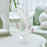 Maxbell 3D Butterfly Vase Jar Handcraft Home Decor Bottle for Gift Party Living Room Pink and White