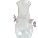 Maxbell 3D Butterfly Vase Jar Handcraft Home Decor Bottle for Gift Party Living Room Pink and White