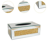 Maxbell Tissue Box Cover Living Room Decor for Vanity Countertop Bedroom Desk Gold