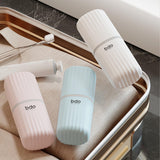 Maxbell Toothbrush Toothpaste Travel Case Storage Container for Hotel Shower Camping L Pink