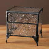 Maxbell Rectangular Vintage Glass Jewelry Box Trinket Box for Rings Chains Necklaces