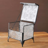 Maxbell Rectangular Vintage Glass Jewelry Box Trinket Box for Rings Chains Necklaces