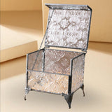 Maxbell Rectangular Vintage Glass Jewelry Box Trinket Box for Rings Chains Necklaces