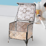 Maxbell Rectangular Vintage Glass Jewelry Box Trinket Box for Rings Chains Necklaces