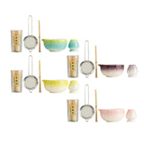 Maxbell 5Pcs Matcha Set Handmade Utensils Chinese Traditional Matcha Bowl with Spout Blue