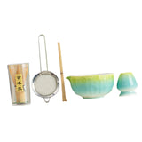 Maxbell 5Pcs Matcha Set Handmade Utensils Chinese Traditional Matcha Bowl with Spout Blue
