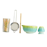 Maxbell 5Pcs Matcha Set Handmade Utensils Chinese Traditional Matcha Bowl with Spout Blue