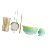Maxbell 5Pcs Matcha Set Handmade Utensils Chinese Traditional Matcha Bowl with Spout Blue