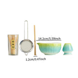Maxbell 5Pcs Matcha Set Handmade Utensils Chinese Traditional Matcha Bowl with Spout Blue