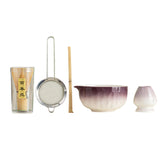 Maxbell 5Pcs Matcha Set Handmade Utensils Chinese Traditional Matcha Bowl with Spout Purple