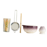 Maxbell 5Pcs Matcha Set Handmade Utensils Chinese Traditional Matcha Bowl with Spout Purple