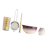 Maxbell 5Pcs Matcha Set Handmade Utensils Chinese Traditional Matcha Bowl with Spout Purple